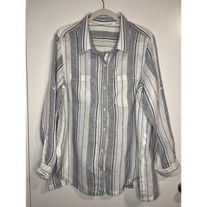 Athleta Linen Shirt Button Up Size XL Cuffed